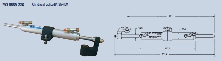 Cilindro Idraulico per Timonerie Seastar BA135-7EM