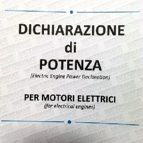 Certificato di Potenza per Motori Parsun Elettrici