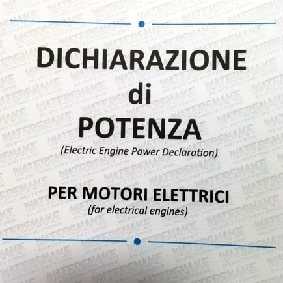 Certificato di Potenza per Motori Parsun Elettrici