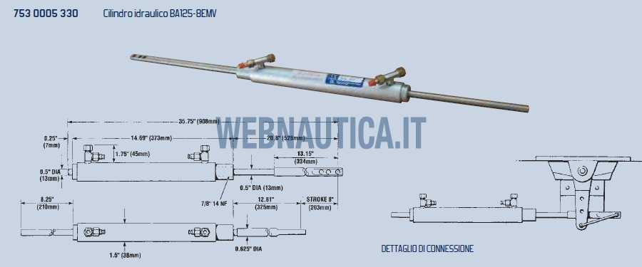 Cilindro Idraulico per Timonerie Seastar BA125-8EVM