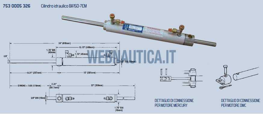Cilindro Idraulico per Timonerie Seastar BA150-7EM