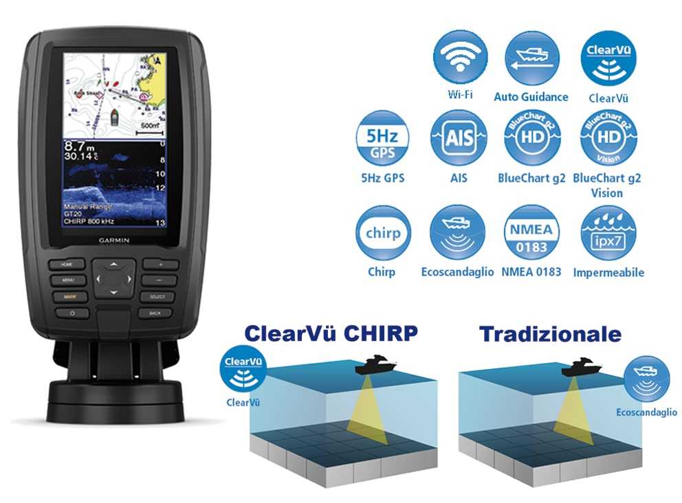 Garmin GPS con Ecoscandaglio ECHOMAP PLUS 42CV con Trasduttore
